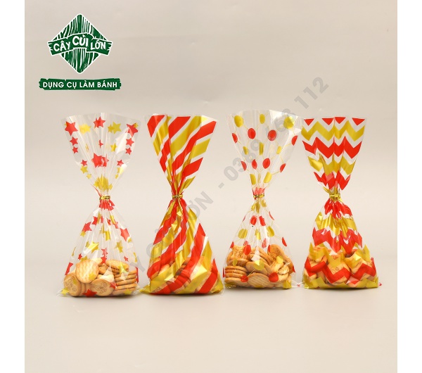 SET 50 TÚI KIẾNG SỌC MÀU 12.5X27CM (gồm dây kẽm)