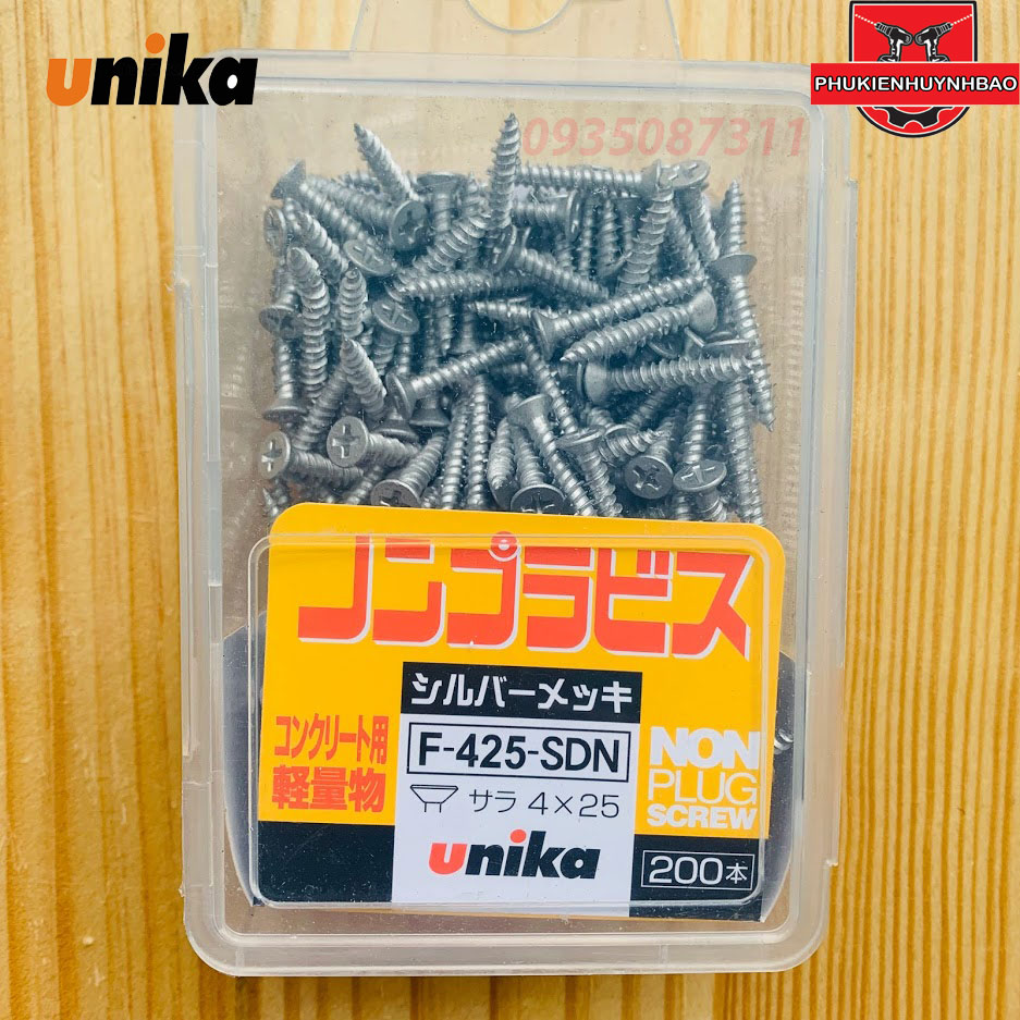 Ốc vít bắt tường Unika F, bê tông Unika đầu bằng không cần tắc kê nở