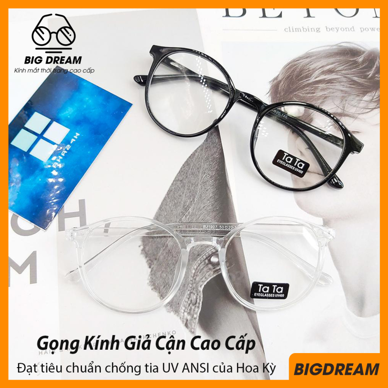 Giá bán Gọng kính giả cận nam nữ cao cấp Hàn Quốc - Kính cận tròn không độ mẫu đẹp lạ BDTT  - Bảo hành 12 tháng 1 đổi 1 - Tặng kèm túi đựng + Khăn lau