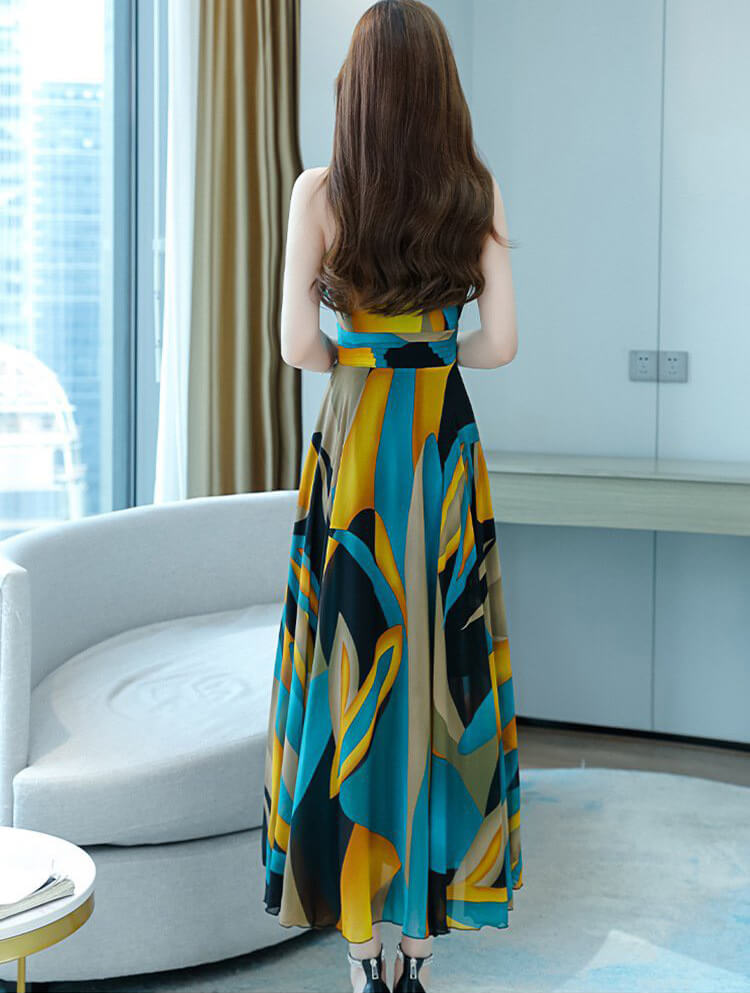 Đầm maxi cổ yếm chéo KC51295