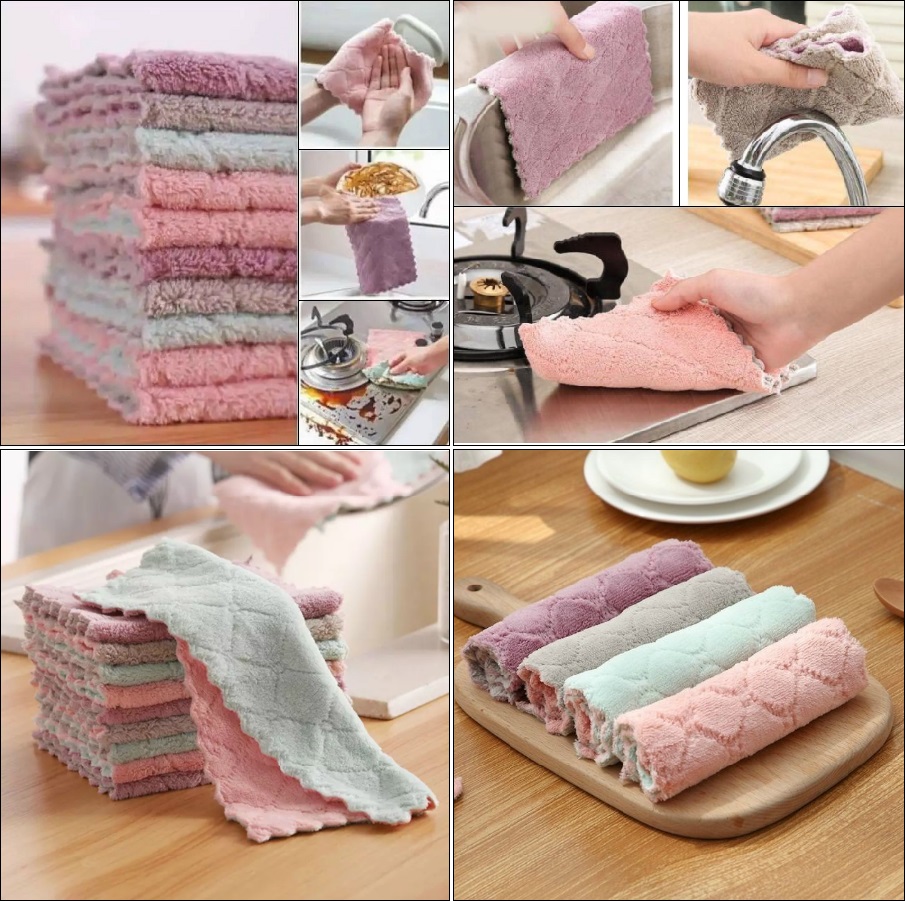 Khăn Lau Chén Dĩa Lau Nhà Bếp Đa Năng (Set 10 Cái)