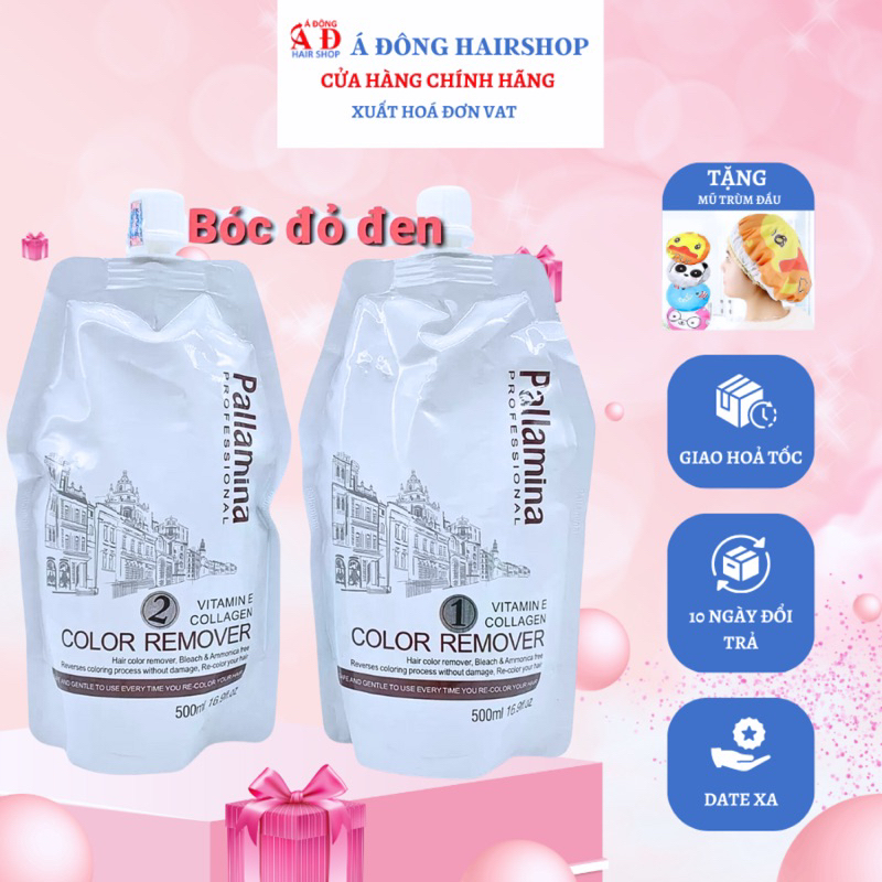 Cặp thuốc bóc màu đỏ đen Pallamina chuyên nghiệp cho Salon 500mlx2