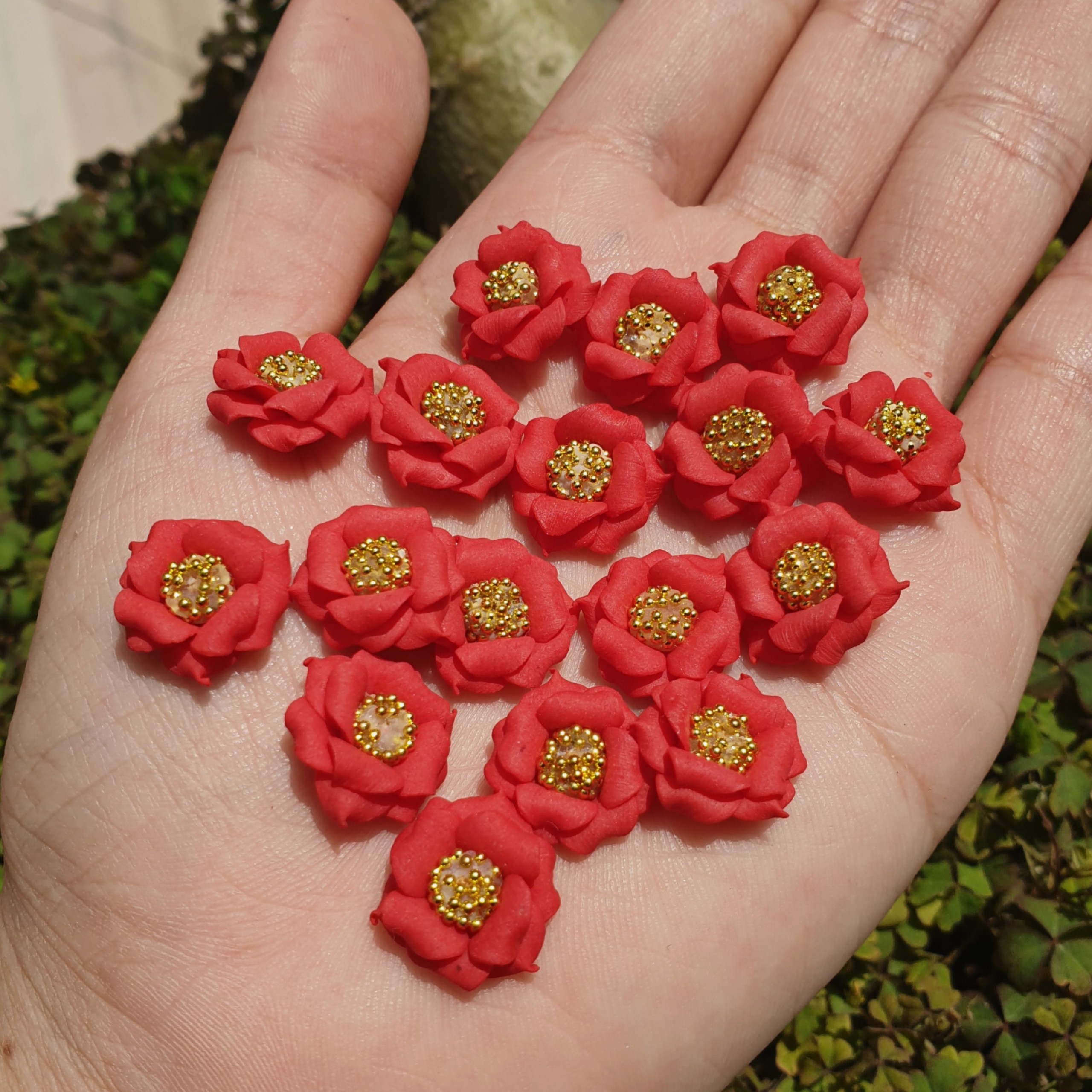 Hoa hồng bi cánh nhọn - hoa bột đính móng 11hc