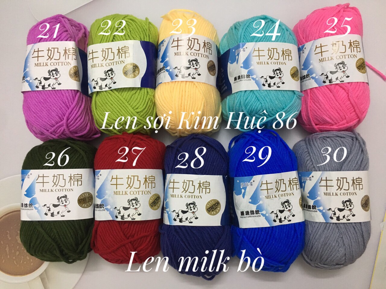 Len milk bò 50gr ( từ màu 01 đến màu 50)