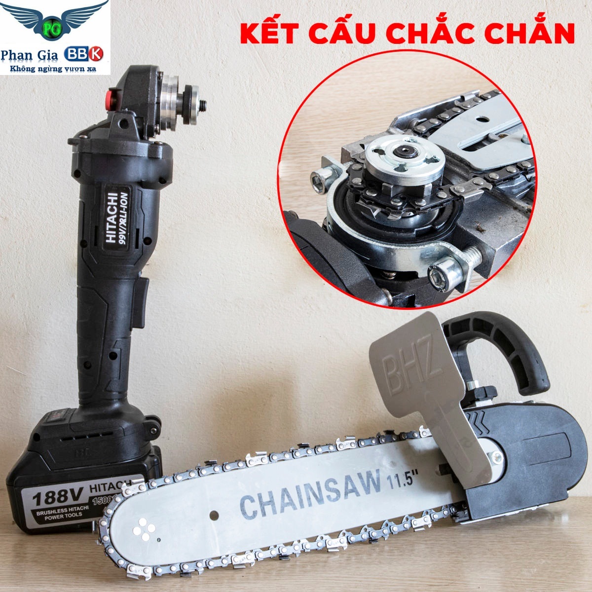 MÁY MÀI GÓC DÙNG PIN HITACHI 118V, BẢO HÀNH 1 NĂM 100% DÂY ĐỒNG