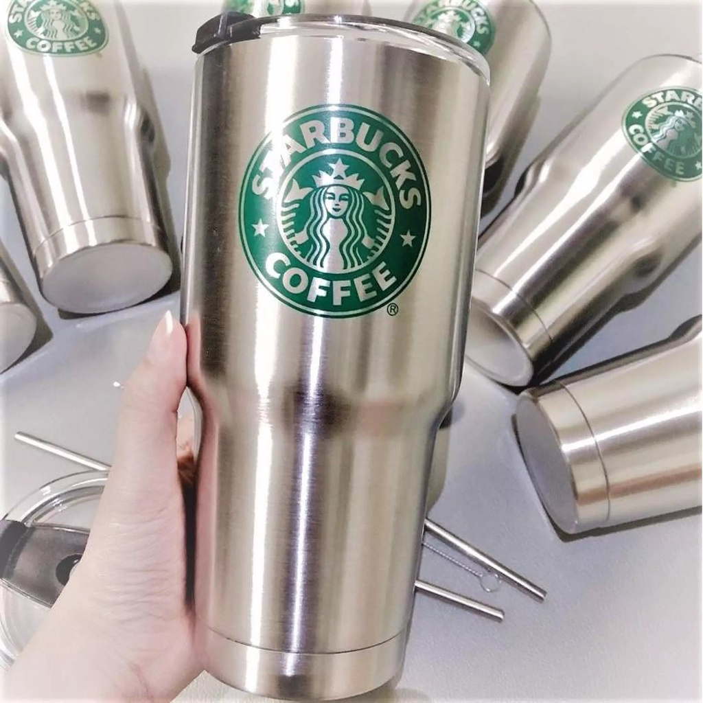 Cốc Giữ Nhiệt Starbuck Tặng kèm túi miếng cọ và ống hút, Ly Giữ Nhiệt Cao Cấp Có Túi Treo, Dung Tích 900ml - Giữ Nóng và Lạnh