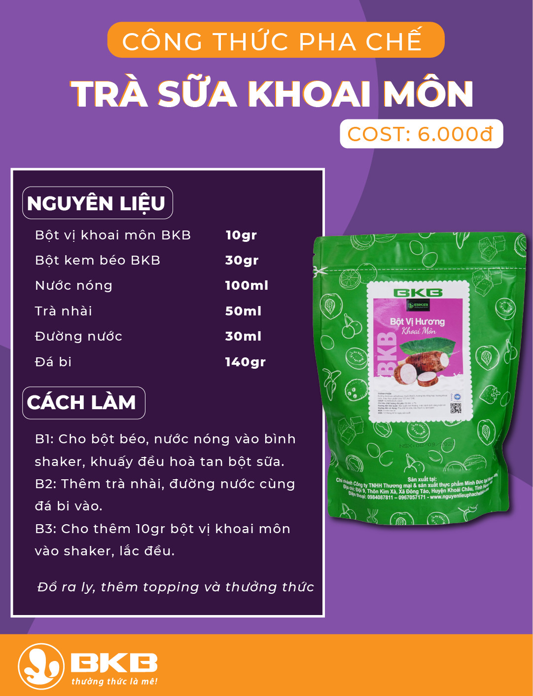 Bột vị pha trà sữa - BKB - gói 1kg