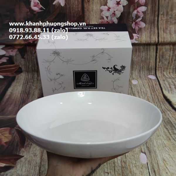 Dĩa sứ trắng Minh Long tròn sâu lòng 23,25,27cm - dĩa sứ trắng minh long tròn sâu lòng