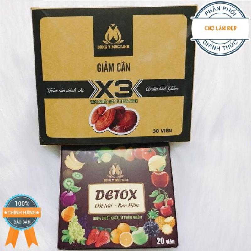 (Hàng công ty, giá sỉ) Giảm cân X3 Đông Y Mộc Linh dành cho cơ địa khó giảm - Tặng kèm 20v detox ban đêm nhập khẩu