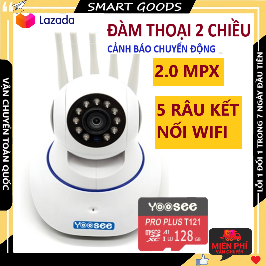>> BÁO GIÁ CAMERA - CAMERA WIFI - CAMERA YOOSEE 5 RÂU KÈM THẺ NHỚ 128GB HIỂN THỊ 2.0 MPX CẢNH BÁO CHUYỂN ĐỘNG, CÓ TIẾNG V | Shopee Lazada Sendo Tiki mới nhất 28 Camera Camera wifi Camera yoosee 5 râu kèm thẻ nhớ 128gb hiển thị 2.0 mpx cảnh báo chuyển động, có tiếng việt, kết nối dễ dàng bảo hành 3 năm 1 đổi 1 trong 7 ngày