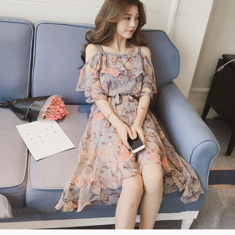 Đầm maxi 2 dây phối hoa cao cấp Da102