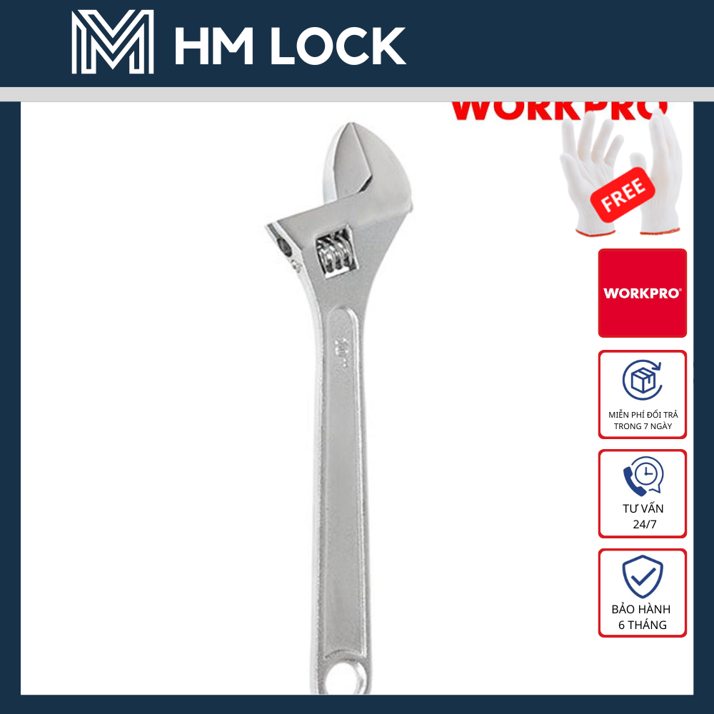 Mỏ lết cờ lê điều chỉnh được workpro 6, 8, 10, 12, 15 - hàng chính hãng