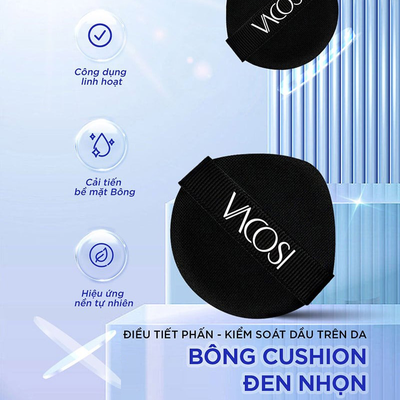 Mút tán kem nền, phấn nước vacosi bông cushion đen - pu06