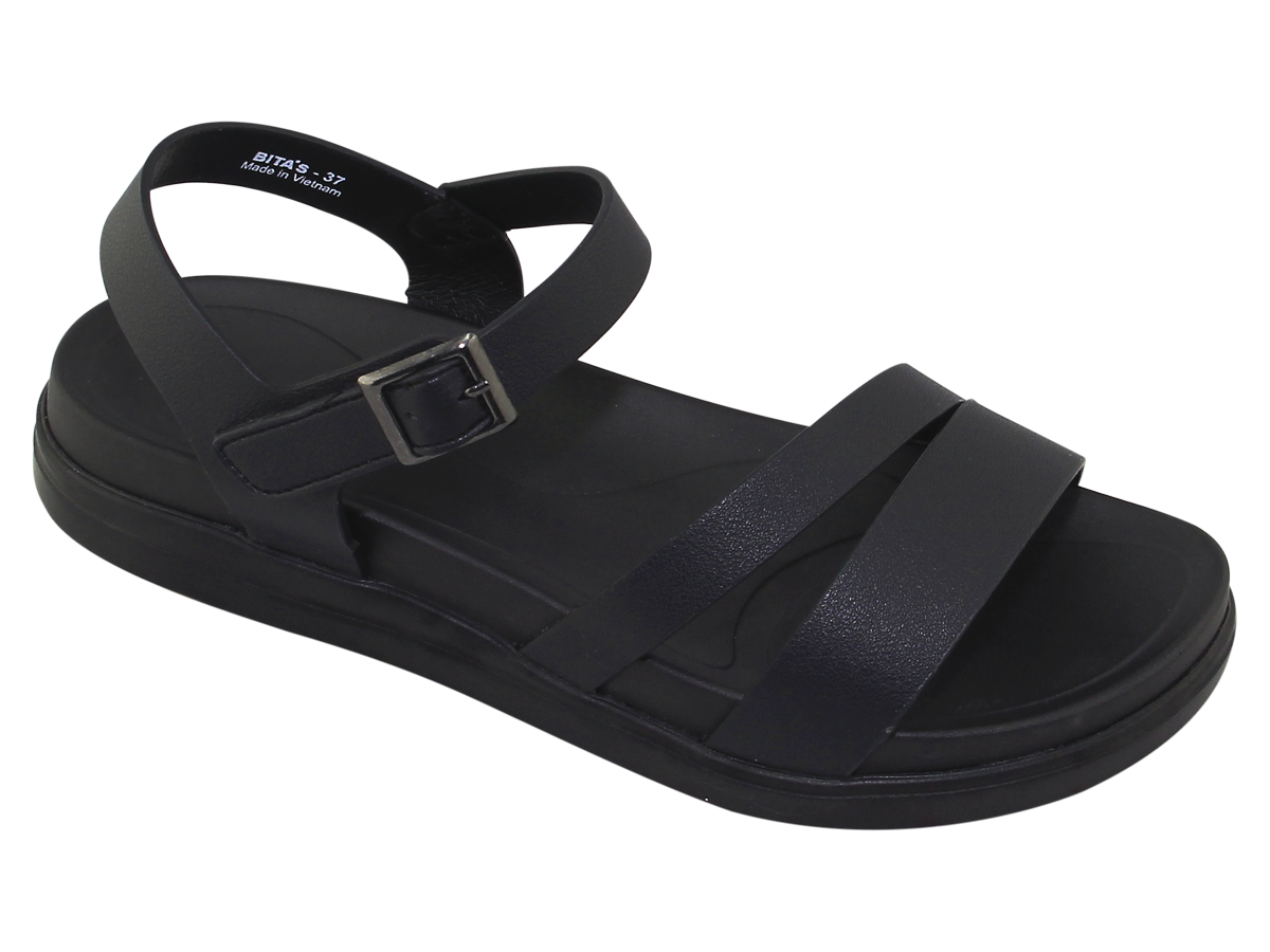 Sandal đế bằng nữ Bita's SHANA.03 (Đen + Kem + Vàng bò)