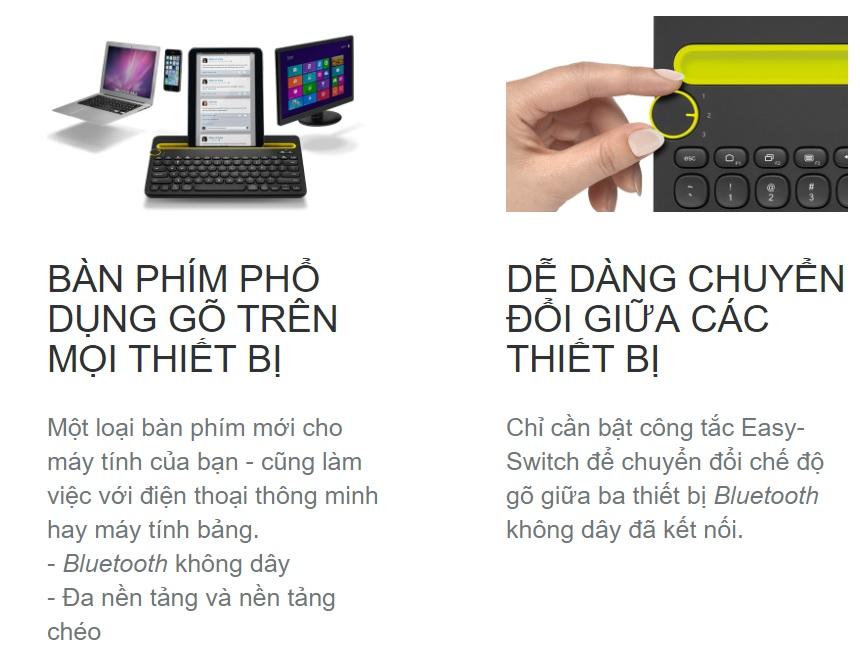 Bàn phím Bluetooth Logitech K480 - Bàn phím không dây Logitech K480