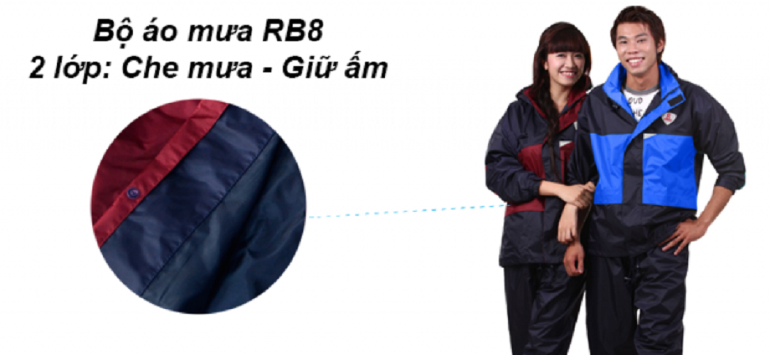 Bộ Áo Mưa Rb8 Chính Hãng Rando (Màu Xanh Biển)