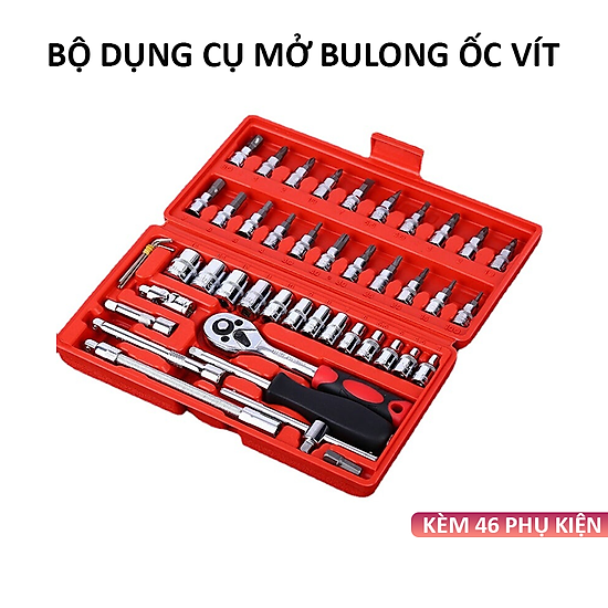 [LOẠI TỐT] Bộ dụng cụ mở bu lông ốc vít, bộ dụng cụ sửa chữa ô tô xe máy, bộ dụng cụ đa năng 46 chi tiết