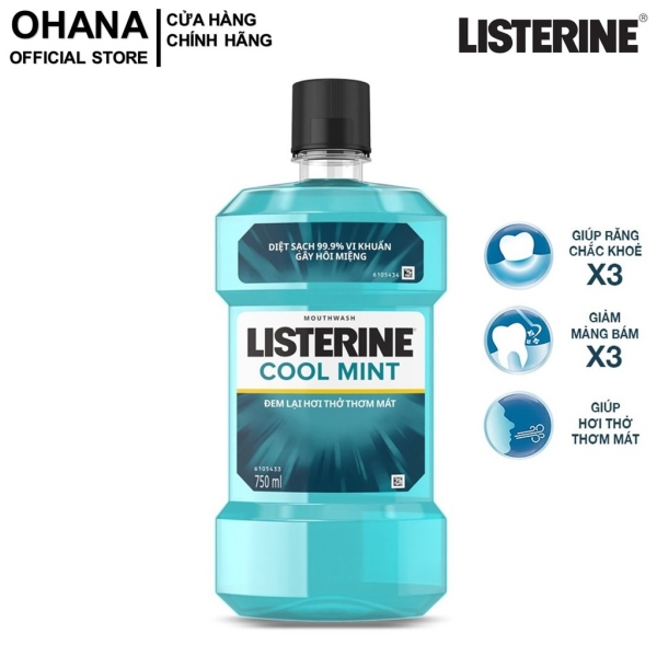 ❇♗  Nước Súc Miệng Listerine Diệt Khuẩn, Giữ Hơi Thở Thơm Mát Listerine Coolmint Mouthwash 750ml giá rẻ