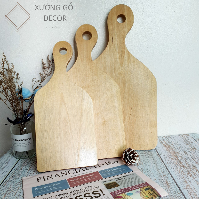 Thớt Gỗ Decor-Thớt gỗ Tự Nhiên Có Tay Cầm