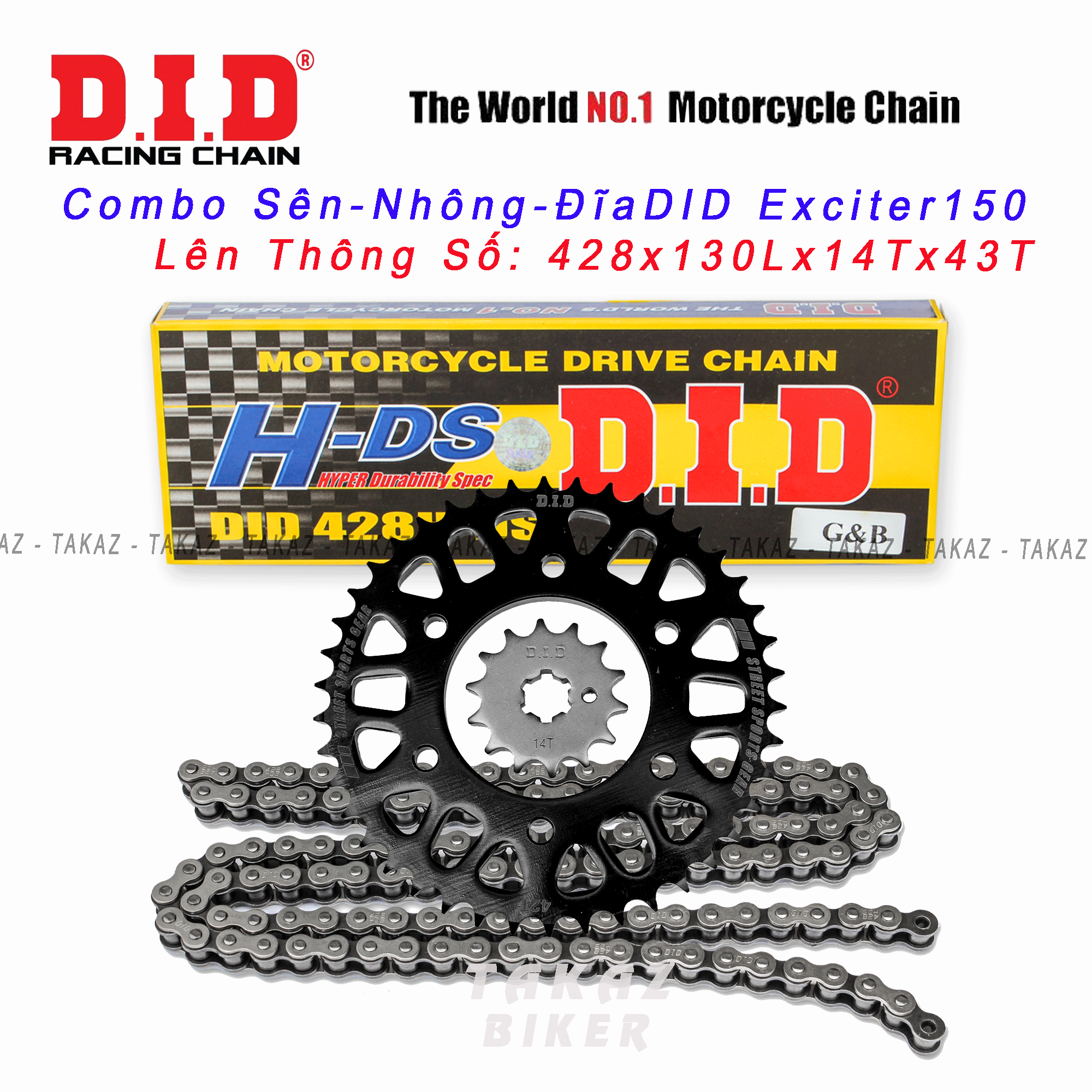 [HCM][ 14T x 43T TL ] Sên Nhông Đĩa rời YA Exciter 150 - FZ 150 lên thông số 14T- 43T  DID Thai Lan