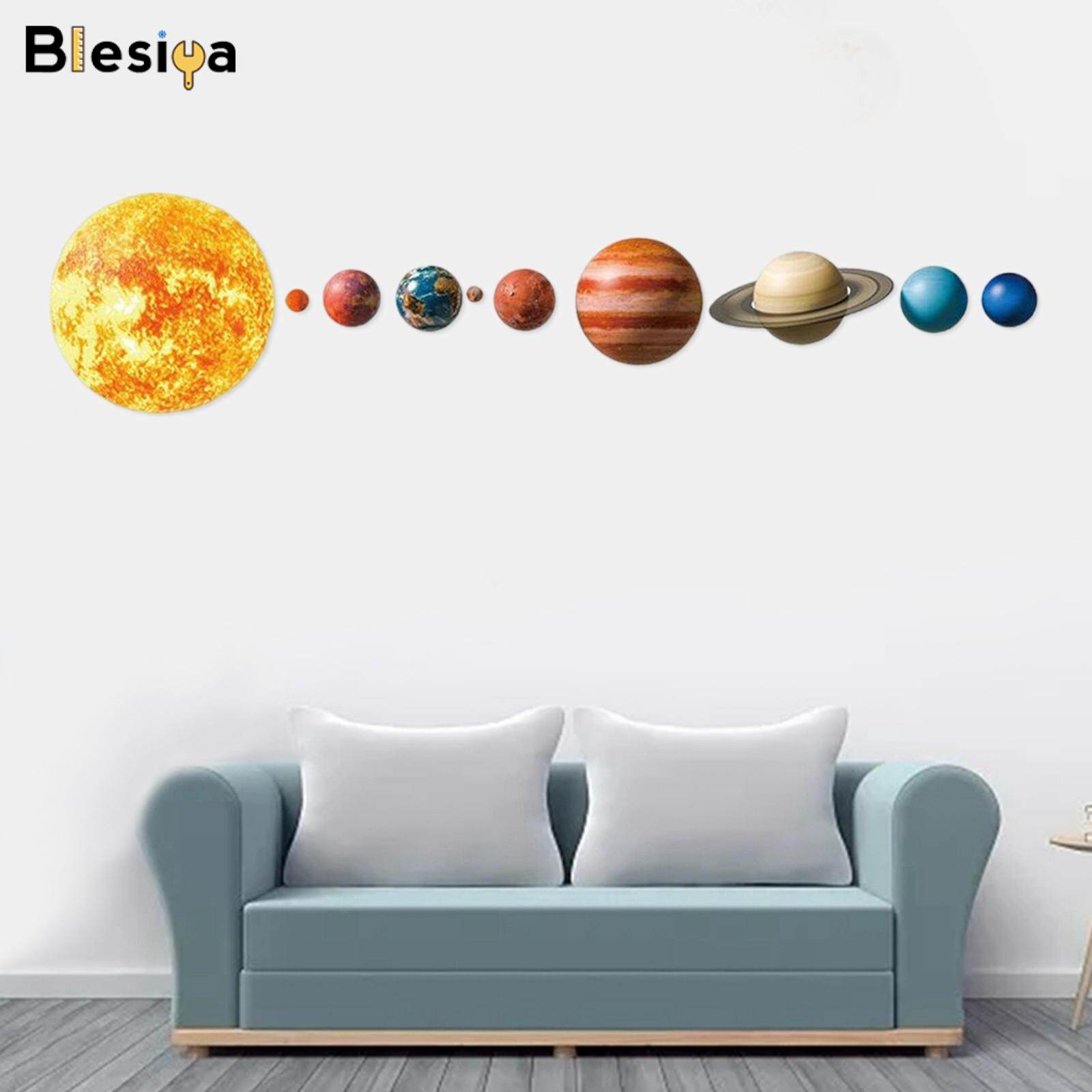 Blesiya PVC Solar System Wall Sticker Planet Wall Decal Mural for Bedroom Home Clubs