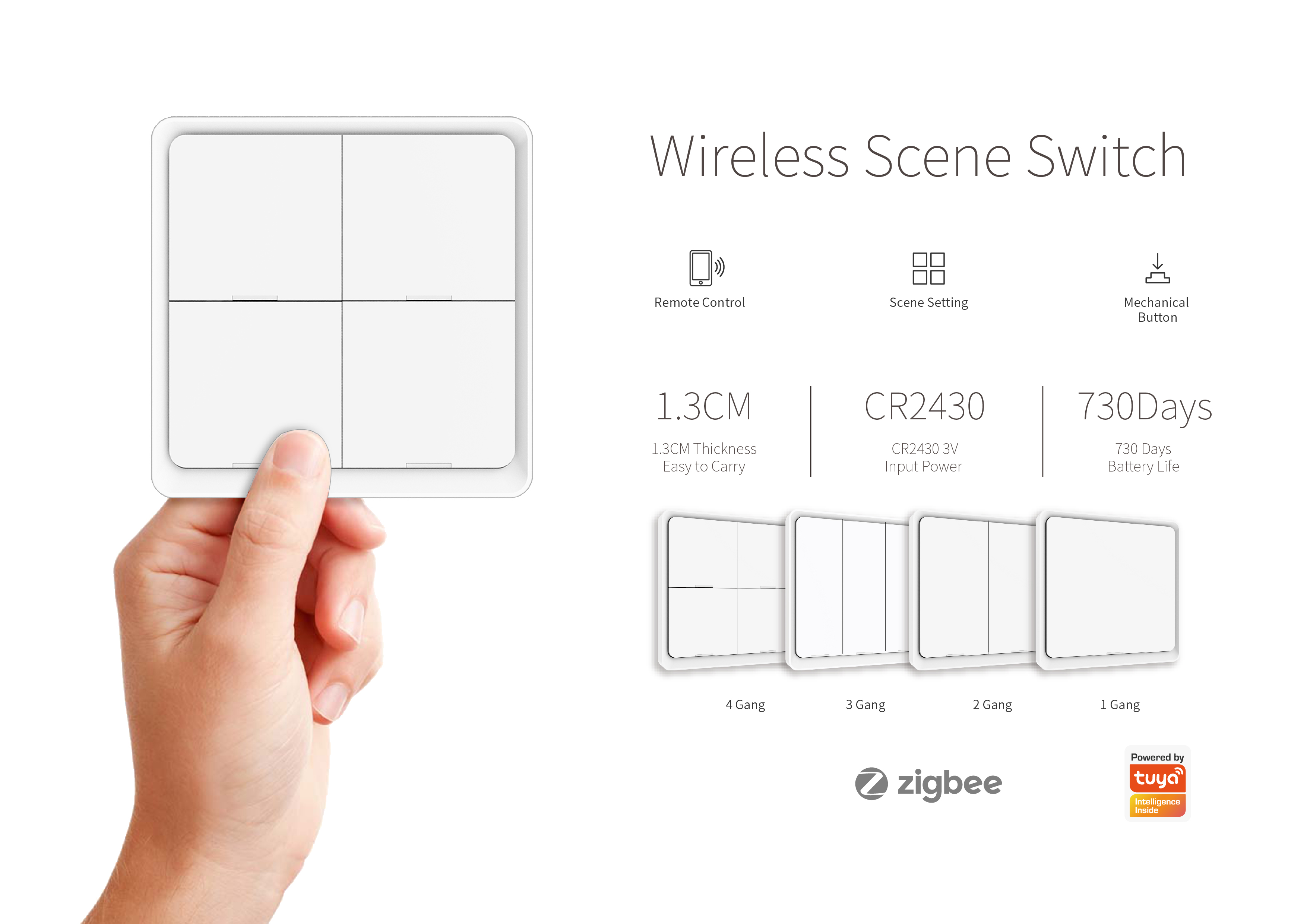 Công tắc cảnh 4x3- Tuya Zigbee 3.0