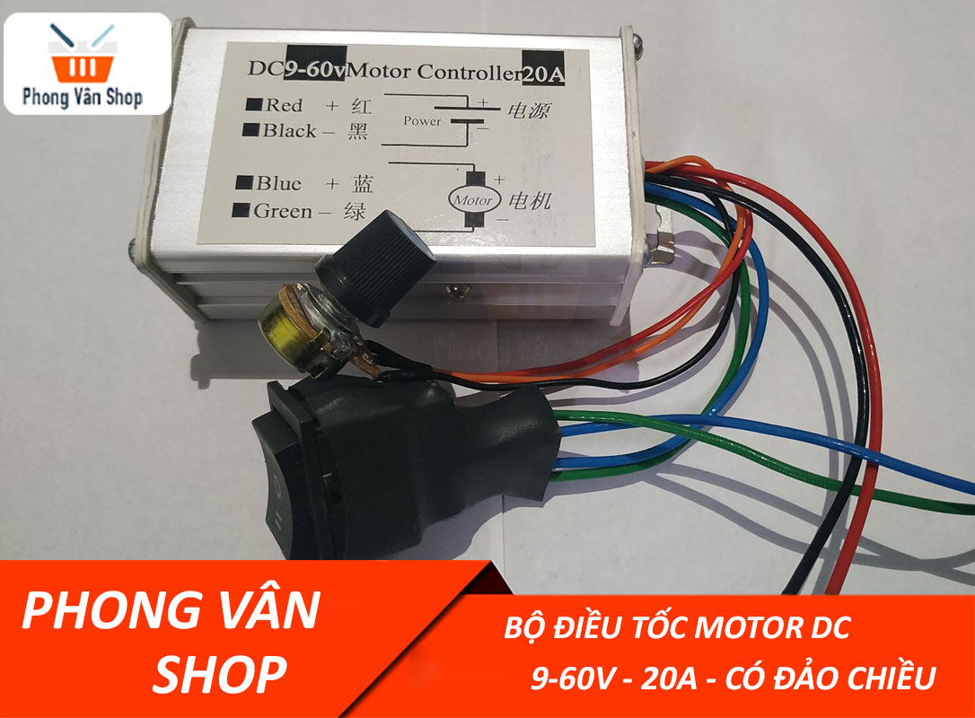 Bộ điều tốc Motor DC 9v-60v 20a - Có chức năng đảo chiều