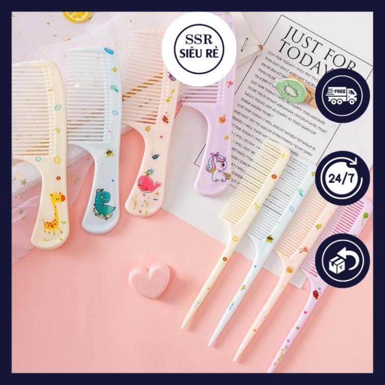 Combo 2 lược chải tóc nhựa họa tiết cute