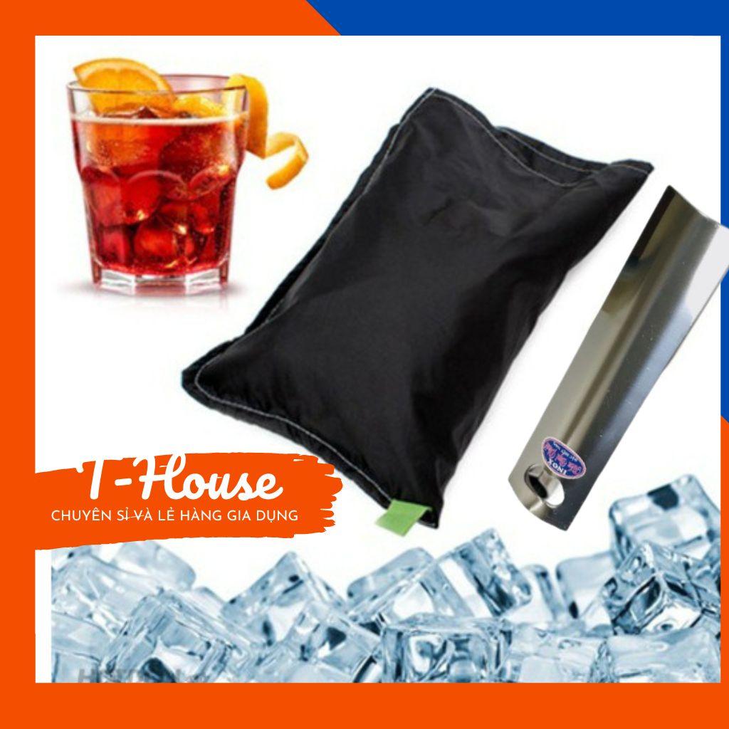 Combo dụng cụ đập đá, Bao đập đá vải dù-cây đập đá inox