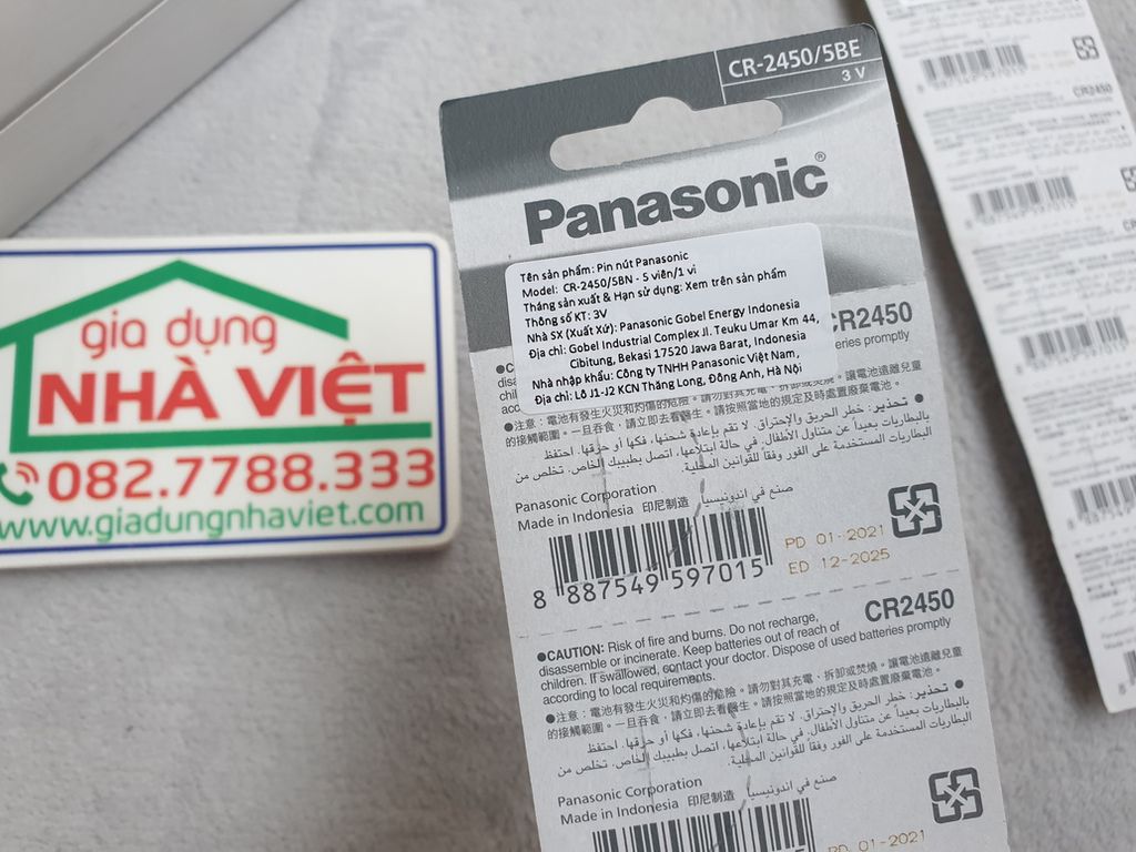 Vỉ 01 pin cúc áo Panasonic CR2450
