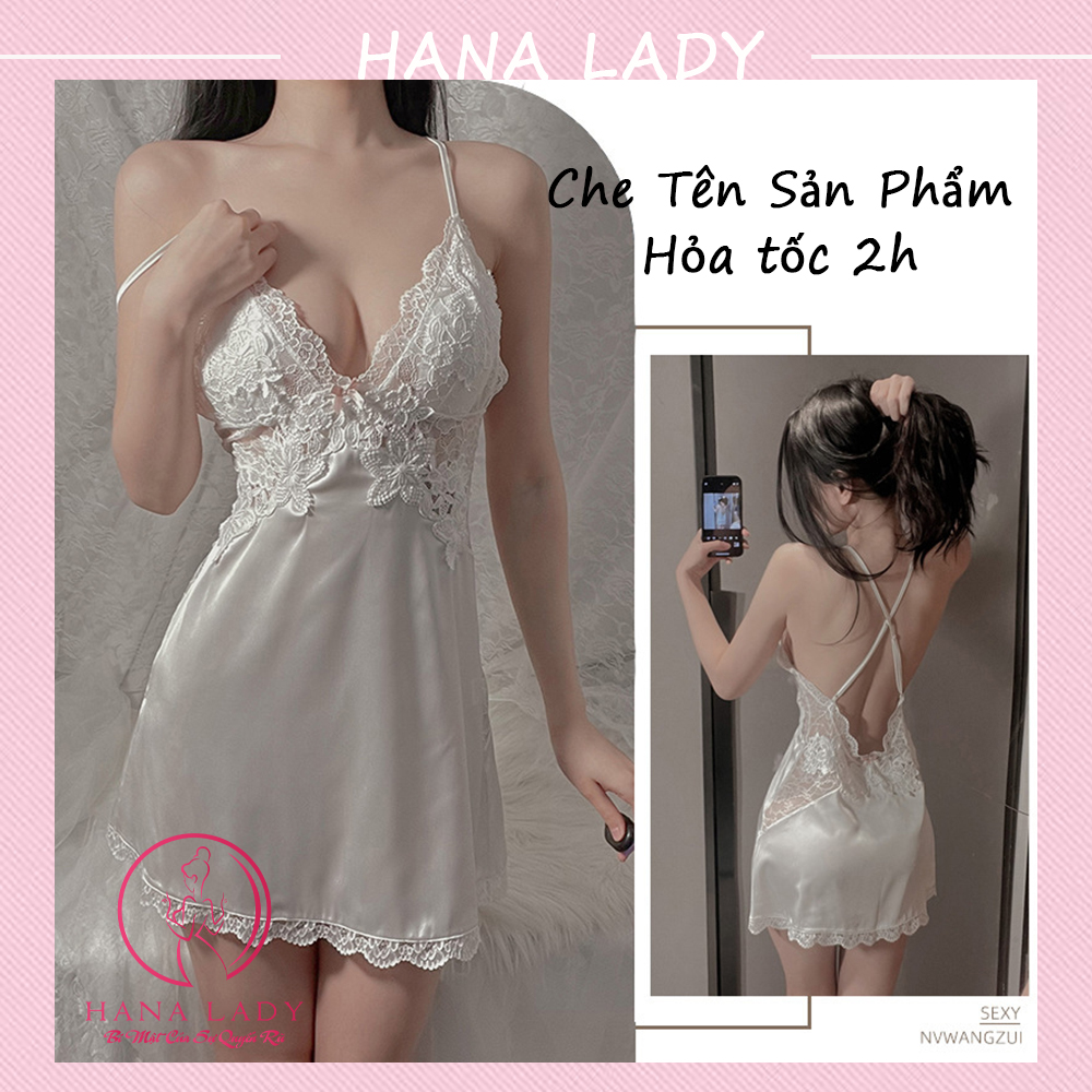 Váy ngủ lụa phối ren - Đầm ngủ mặc nhà cao cấp VN508.