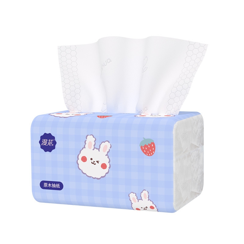 Cute rabbit sticky soft easy to use super long cleaning paper napkin comfortable telescopic soft tissue refill