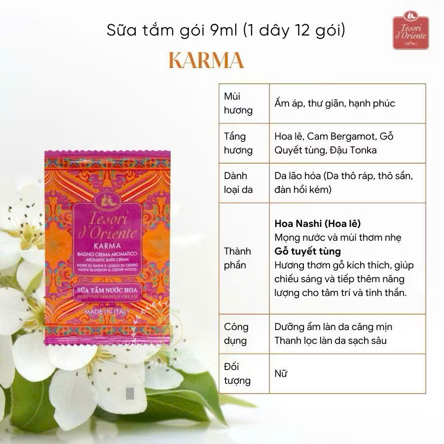 (Dây 10 Tặng 2) Sữa Tắm Tesori d’Oriente 9ml – Hương Nước Hoa Ý, Đủ Mùi Lựa Chọn
