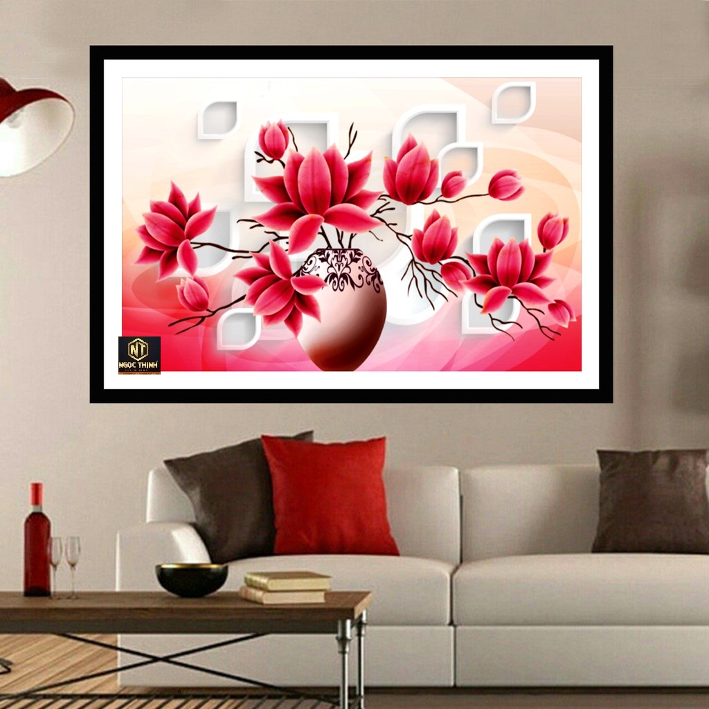Tranh đính đá bình hoa nghệ thuật vs403 kt75x48