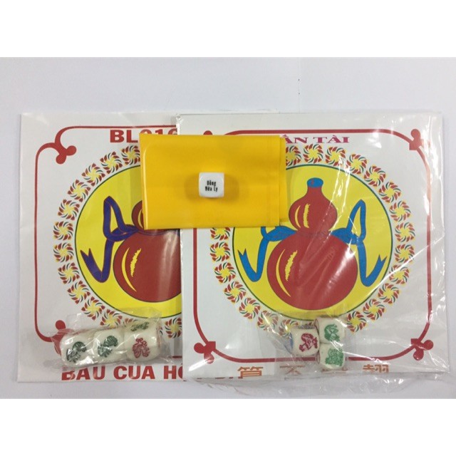 Combo bầu cua hột đá lớn nhỏ và 1 viên xí ngầu uông bia