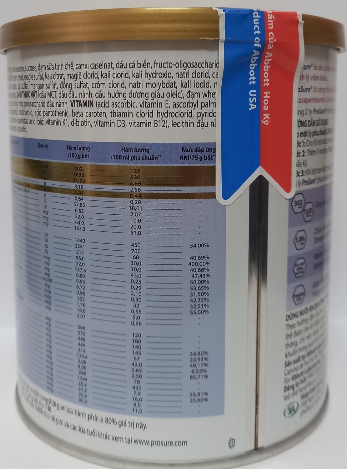 Sữa Prosure Abbott 380g dành cho người bị ung thư