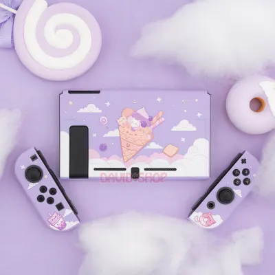Ốp lưng + case Joy-Con chủ đề Thỏ Ăn Kem dẻo cao cấp hãng Geekshare cho Nintendo Switch