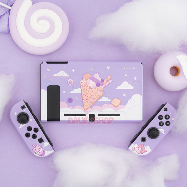 Ốp lưng + case Joy-Con chủ đề Thỏ Ăn Kem dẻo cao cấp hãng Geekshare cho Nintendo Switch