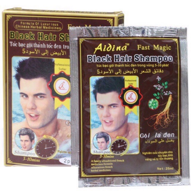DẦU GỘI ĐEN TÓC BLACK HAIR SHAMPOO (lốc 10 hộp*2 gói)