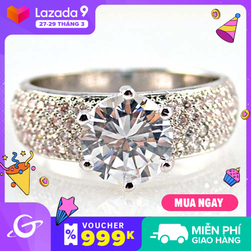 Women's Fashion Zircon Silver Plated Ring Charming Faux Gemstones Rings Jewelry