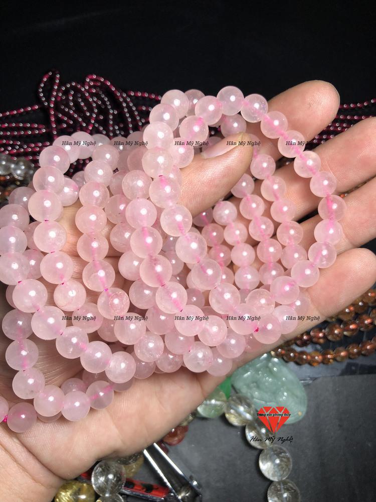 Vòng tay thạch anh hồng 8li tự nhiên- chuẩn A