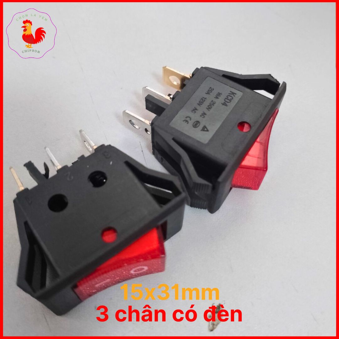 Công tắc 3 chân bập bênh có đèn KCD4