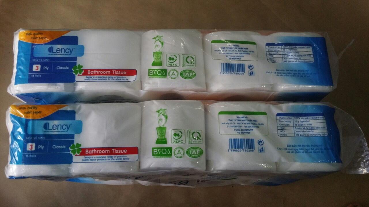 Combo 2 lốc Giấy vệ sinh Lency 15 cuộn cao cấp (3 lớp)