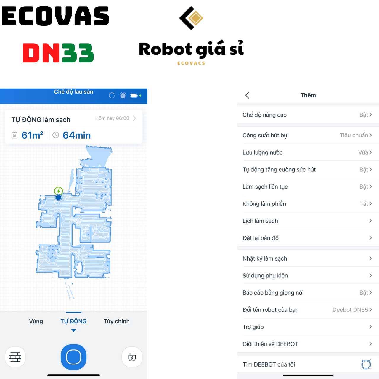 Robot hút bụi Ecovacs Deebot DN33 ( Ozmo 900 ) - hàng trưng bày chưa sử dụng
