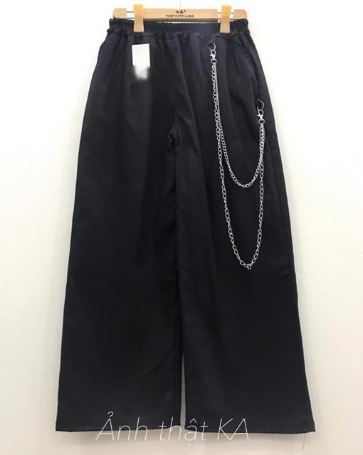 Quần lưng thun ống rộng dây xích Unisex
