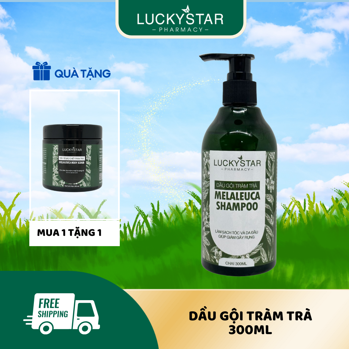 [MUA DẦU GỘI TẶNG TBC] Dầu Gội Tràm Trà 300ml - Lucky Star
