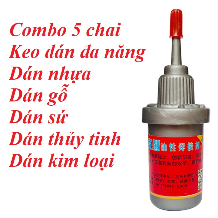 keo dán đa năng - combo 5 chai keo đa năng 15ml