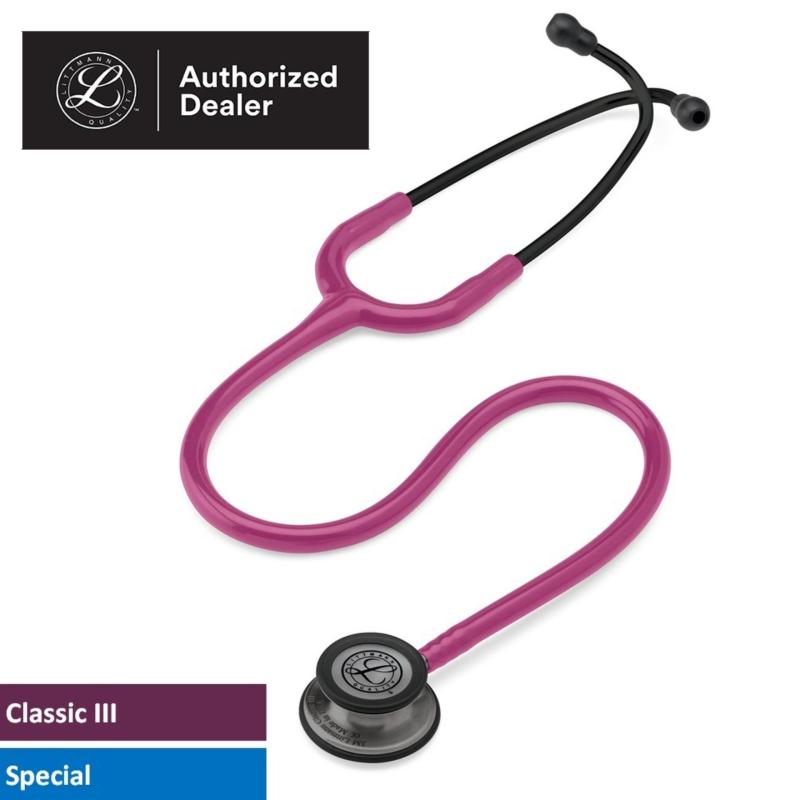 Ống nghe 3M Littmann Classic III, dây màu đỏ mâm xôi, mặt bao màu ống khói và ống nghe đen, 27 inch, 5871