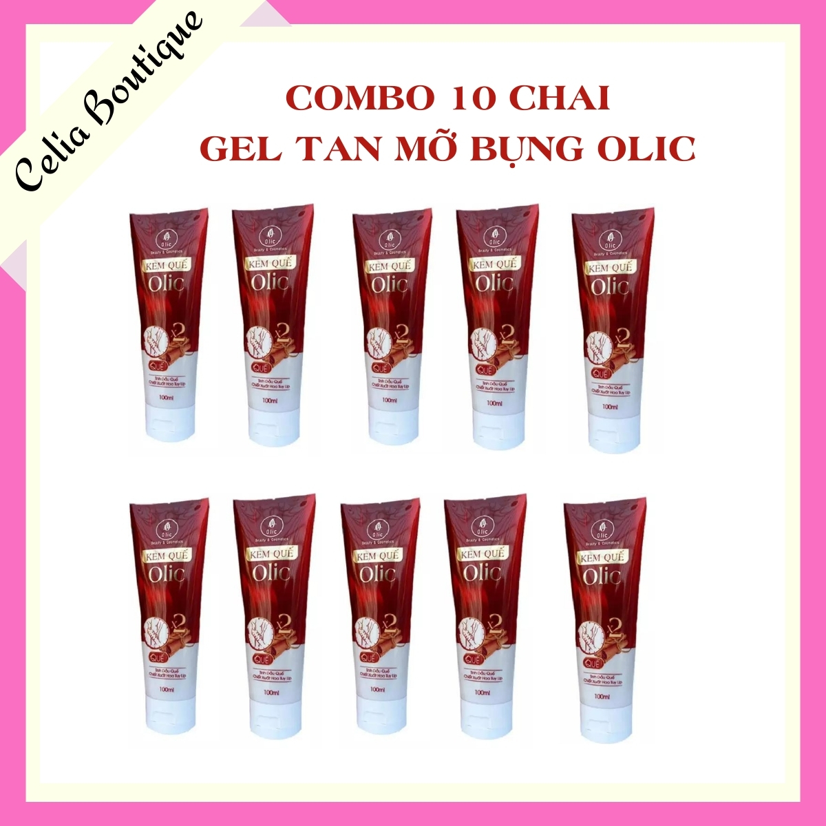 [ Tặng Đai Sinh Nhiệt Giảm Mỡ & 15 Miếng Dán Tan Mỡ ] Combo 10 Chai Gel Tan Mỡ Quế Olic - Kem Tan Mỡ Bụng