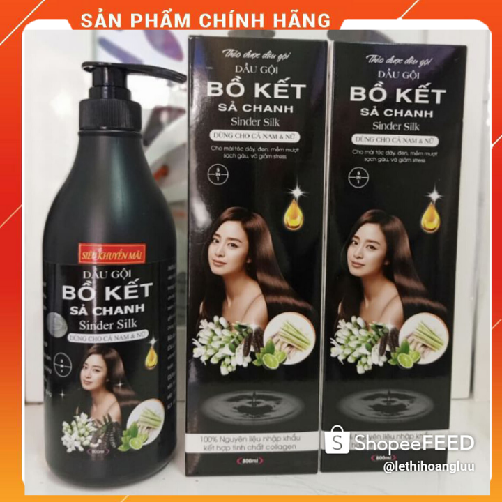 Dầu Gội Bồ Kết Sả Chanh Sinder Silk 800Ml - Gội Xả 2 Trong 1